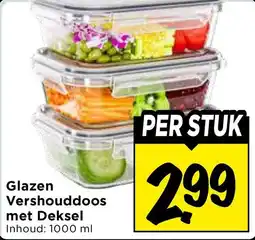 Vomar Voordeelmarkt Glazen Vershouddoos met Deksel aanbieding