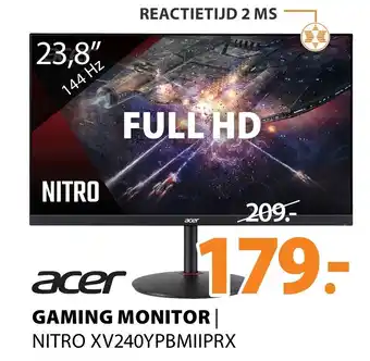 Expert ACER Gaming Monitor | NITRO XV240YPBMIIPRX aanbieding