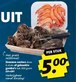 Boni Zeeuwse oesters of gekookte gamba's aanbieding