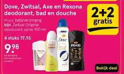 Etos Dove, Zwitsal, Axe en Rexona deodorant, bad en douche aanbieding