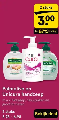 Etos Palmolive en Unicura handzeep aanbieding