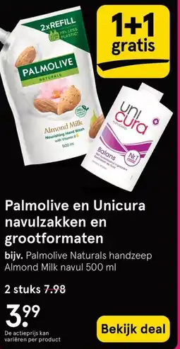 Etos Palmolive en Unicura navulzakken en grootformaten aanbieding