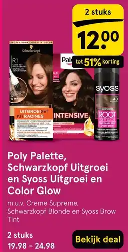 Etos Poly Palette, Schwarzkopf Uitgroei en Syoss Uitgroei en Color Glow aanbieding
