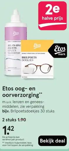 Etos Etos oog en oorverzorging aanbieding