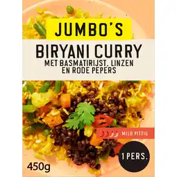 Jumbo Jumbo's Vriesverse Maaltijd Biryani Curry Vega 450g aanbieding