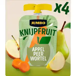 Jumbo Jumbo Knijpfruit Appel Peer Wortel 4 x 90 g aanbieding