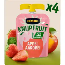 Jumbo Jumbo Knijpfruit Appel Aardbei 4 x 90 g aanbieding