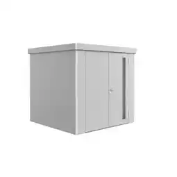 Praxis Biohort Metalen Tuinhuis Neo - Zilver Metallic - 236x236cm - Dubbele Deur aanbieding