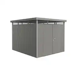 Praxis Biohort Metalen Tuinhuis Highline - Kwartsgrijs Metallic - 275x315cm - Dubbele Deur aanbieding
