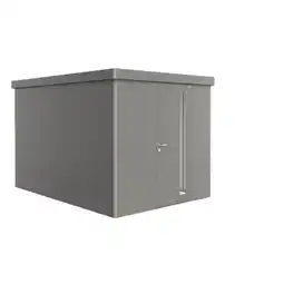 Praxis Biohort Metalen Tuinhuis Neo - Kwartsgrijs Metallic - 236x348cm - Enkele Deur aanbieding