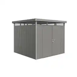 Praxis Biohort Metalen Tuinhuis Highline - Kwartsgrijs Metallic - 275x275cm - Dubbele Deur aanbieding