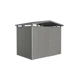 Praxis Biohort Metalen Tuinhuis Panorama - Kwartsgrijs Metallic - 273x198cm - Enkele Deur aanbieding