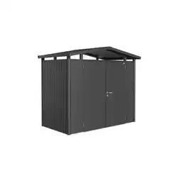 Praxis Biohort Metalen Tuinhuis Panorama - Donkergrijs Metallic - 273x158cm - Dubbele Deur aanbieding