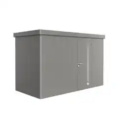 Praxis Biohort Metalen Tuinhuis Neo - Kwartsgrijs Metallic - 348x180cm - Enkele Deur aanbieding