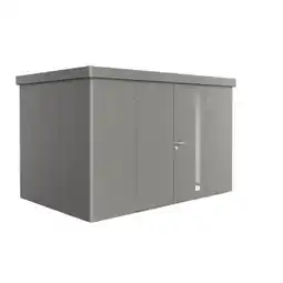 Praxis Biohort Metalen Tuinhuis Neo - Kwartsgrijs Metallic - 348x236cm - Dubbele Deur aanbieding