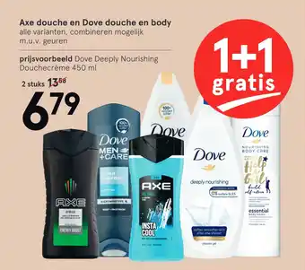 Etos Axe douche en dove douche en body 450ml aanbieding