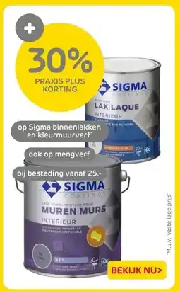 Praxis op Sigma binnenlakken en kleurmuurverf aanbieding