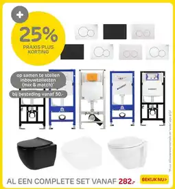 Praxis op samen te stellen inbouwtoiletten (mix & match) aanbieding