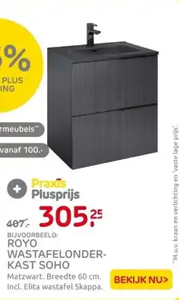 Praxis Royo Wastafelonderkast Soho 60cm - Zwart aanbieding