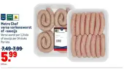 Makro Metro Chef verse varkensworst of-saucijs aanbieding