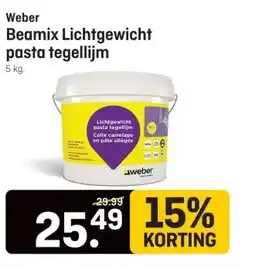 Hubo Weber Beamix Lichtgewicht pasta tegellijm aanbieding