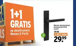 GAMMA Wenen deurkrukset blindschild RVS zwart aanbieding