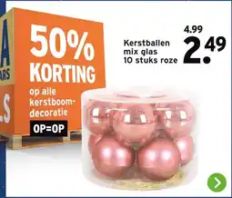 GAMMA Kerstballen mix glas 10 stuks roze aanbieding
