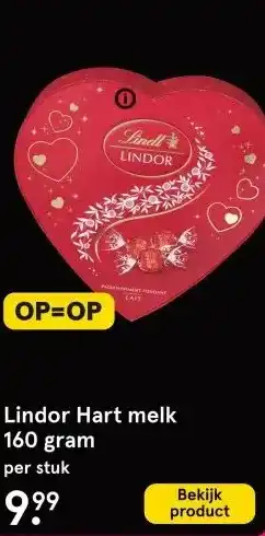 Etos Lindor Hart melk 160 gram aanbieding