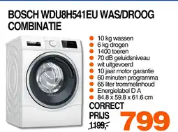 Correct Bosch wdu8h541eu was/droog combinatie aanbieding