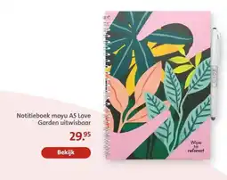 Bruna Notitieboek moyu A5 Love Garden uitwisbaar aanbieding