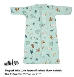 Van Asten BabySuperstore Slaapzak With Love Jersey Afritsbare Mouw Animals Blue 110cm aanbieding
