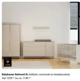 Van Asten BabySuperstore Babykamer Belmond XL ledikant, commode en tweedeurskast aanbieding