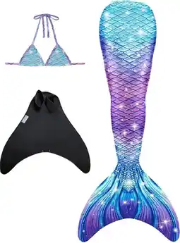 Bol.com Galaxy zeemeerminstaart maat 128-134 (8) met monovin met voetvakjes en bikini top aanbieding