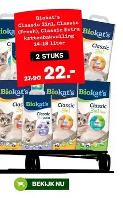 Welkoop Biokat's Classic 3in1, Classic (Fresh), Classic Extra kattenbakvulling aanbieding
