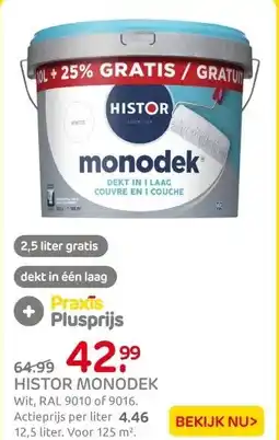 Praxis Histor Monodek Muurverf - Mat - Wit - aanbieding