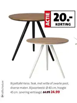 Intratuin Bijzettafel Keiss. Teak, met witte of zwarte poot, aanbieding