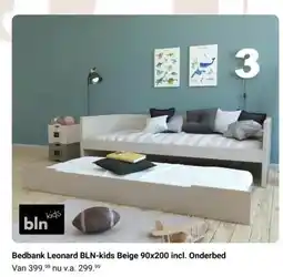 Van Asten BabySuperstore Bedbank Leonard BLN-kids Beige 90x200 incl. Onderbed aanbieding
