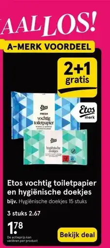 Etos Etos vochtig toiletpapier en hygiënische doekjes bijv. Hygiënische doekjes 15 stuks aanbieding
