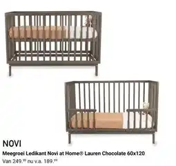 Van Asten BabySuperstore Meegroei Ledikant Novi at Home® Lauren Chocolate 60x120 aanbieding