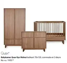 Van Asten BabySuperstore Babykamer Quax Kyo Walnut ledikant 70x120, commode en 2-deurs aanbieding