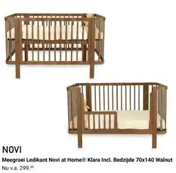 Van Asten BabySuperstore Meegroei Ledikant Novi at Home® Klara Incl. Bedzijde 70x140 Walnut aanbieding