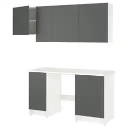 IKEA Moderne keukenopstelling: knoxhult, grijs en wit, laden en kasten met marmeren blad aanbieding