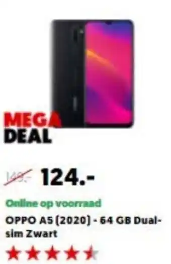 MediaMarkt OPPO A5 (2020) - 64 GB Dual-sim Zwart aanbieding