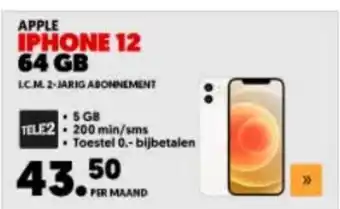 MediaMarkt Apple iPhone 12 64GB TELE2 per maand aanbieding