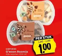 Vomar Voordeelmarkt DIEPVRIES G'woon Roomijs aanbieding