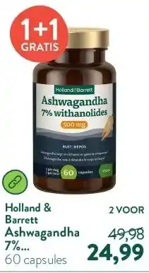 Holland & Barrett Ashwagandha 7% withanolides 500mg aanbieding