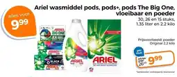 Trekpleister Ariel wasmiddel pods, pods+, pods The Big One, vloeibaar en poeder aanbieding