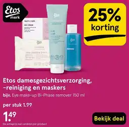 Etos Etos damesgezichtsverzorging, -reiniging en maskers aanbieding
