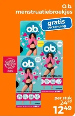 Trekpleister O.b. menstruatiebroekjes aanbieding