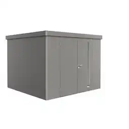 Praxis Biohort Metalen Tuinhuis Neo - Kwartsgrijs Metallic - 292x292cm - Dubbele Deur aanbieding